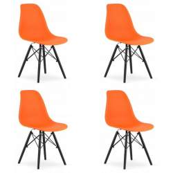 Set 4 scaune stil scandinav, Artool, Osaka, PP, lemn, portocaliu si negru, 46x54x81 cm MART-3600_1S