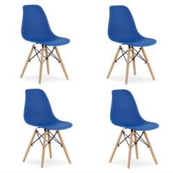 Set 4 scaune stil scandinav, Artool, Osaka, PP, lemn, albastru si natur, 46x54x81 cm MART-3603_1S