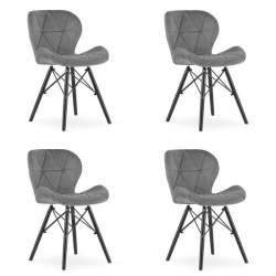 Set 4 scaune stil scandinav, Artool, Lago Velvet, catifea, lemn, gri si negru, 47x52x73.5 cm MART-3751_1S