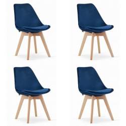 Set 4 scaune stil scandinav, Artool, Nori, catifea, lemn, albastru, 48.5x54x84 cm MART-3394_1S