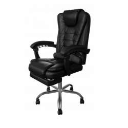 Scaun de birou, cu suport pentru picioare, rotativ, piele ecologica, negru, 65x102/110 cm MART-00016224-IS