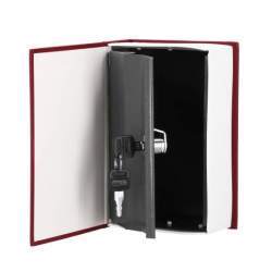 Seif, caseta valori, cutie metalica cu cheie, portabila, tip carte, visiniu, 20x6.5x26.5 cm, Springos MART-HA5047