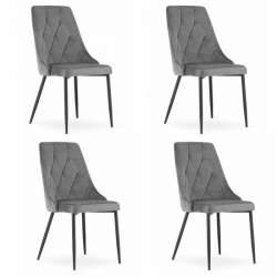 Set 4 scaune stil scandinav, Artool, Imola, catifea, metal, gri, 48.5x61x93.5 cm MART-3455_1S