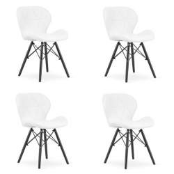 Set 4 scaune stil scandinav, Artool, Lago, piele ecologica, lemn, alb si negru, 47.5x52x74 cm MART-3744_1S