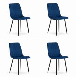 Set 4 scaune stil scandinav, Artool, Lava, catifea, metal, bleumarin si negru, 43x51x90 cm MART-3464_1S