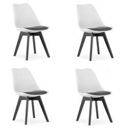 Set 4 scaune stil scandinav, Artool, Mark, PP, lemn, alb si negru, perna neagra, 49x43x82 cm MART-3338_1S