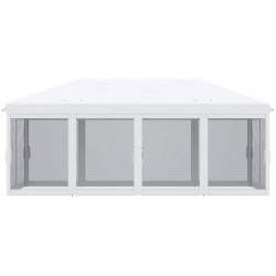 Pavilion/foisor pentru gradina/terasa, cadru metalic, cu plasa pentru insecte, alb si negru, 5.85x2.95x2.70 m MART-AR176238