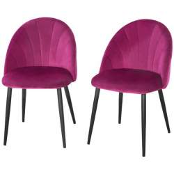 Set 2 scaune bucatarie/living, Telor, catifea, metal, rosu vin si negru, 52x54x79 cm MART-AR070765