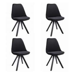 Set 4 scaune bucatarie/living,  Jumi, saida, catifea, lemn, negru, 49x52x83 cm MART-SD-324190S