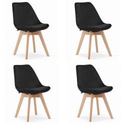 Set 4 scaune bucatarie/living, Artool, Nori, catifea, lemn, negru, 48.5x54x84 cm MART-3397_1S
