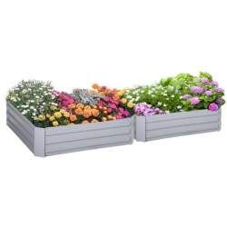 Set 2 paturi/straturi inaltate pentru flori, legume, din otel, gri, 100x100x30 cm MART-AR198391