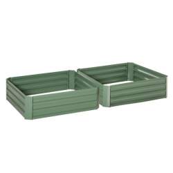 Set 2 paturi/straturi inaltate pentru flori, legume, din otel, verde, 100x100x30 cm MART-AR133552