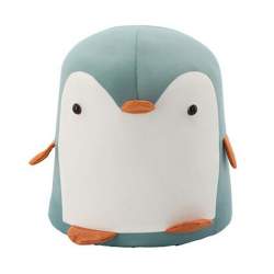 Taburet pentru copii, model pinguin, textil, lemn, albastru si alb, max 50 kg, 28x34 cm, Chomik MART-PHO8847
