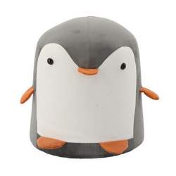 Taburet pentru copii, model pinguin, textil, lemn, gri si alb, max 50 kg, 28x34 cm, Chomik MART-PHO8816