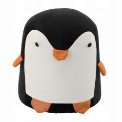 Taburet pentru copii, model pinguin, textil, lemn, negru si alb, max 50 kg, 28x34 cm, Chomik MART-PHO8823