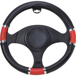 Husa volan Chrome Ring Red, material cauciucat, diametru 37-39cm Kft Auto