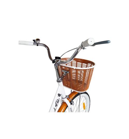 Bicicleta de Oras MalTrack White Caffe, Roti 26 Inch, Cos Cumparaturi si Motive Florale