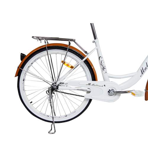 Bicicleta de Oras MalTrack White Caffe, Roti 26 Inch, Cos Cumparaturi si Motive Florale