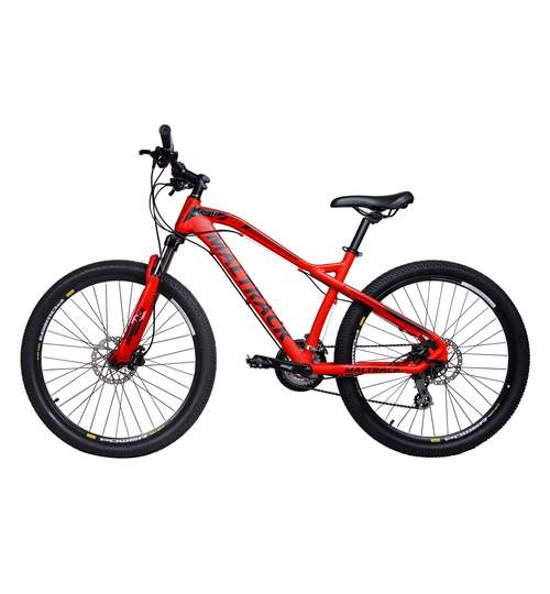 Bicicleta MTB MalTrack Hydraulic Red cu 24 Viteze, Roti 26 Inch, Mountain Bike