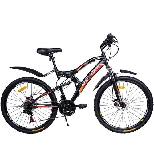 Bicicleta MTB MalTrack Target Red cu 18 Viteze, Amortizor, Roti 26 Inch, Mountain Bike