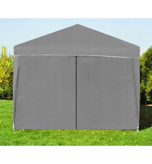 Cort pavilion pentru curte, gradina sau evenimente cu pereti laterali, dimensiuni 3x3m, culoare Gri