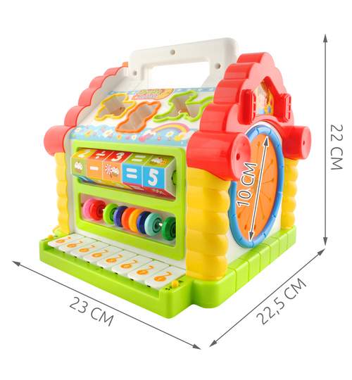 Jucarie Casa interactiva educativa muzicala pentru copii, dimensiuni 23x22.5x22 cm