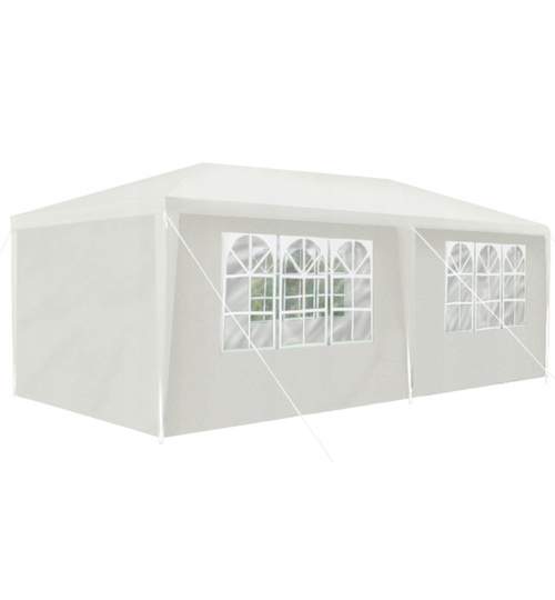 Cort pavilion cu ferestre pentru gradina, curte sau evenimente 3x6m, culoare Alb