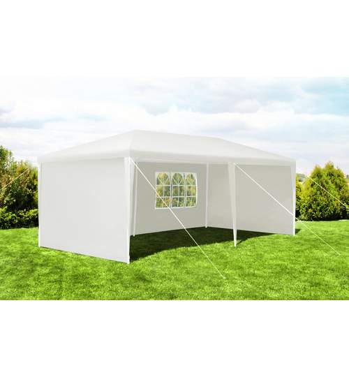 Cort pavilion cu ferestre pentru gradina, curte sau evenimente 3x6m, culoare Alb