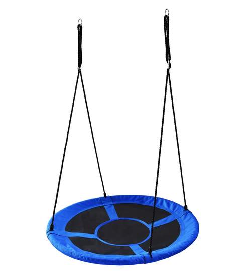 Leagan Balansoar rotund tip cuib pentru curte, gradina sau terasa, capacitate maxima 150kg, diametru 100cm, culoare albastru