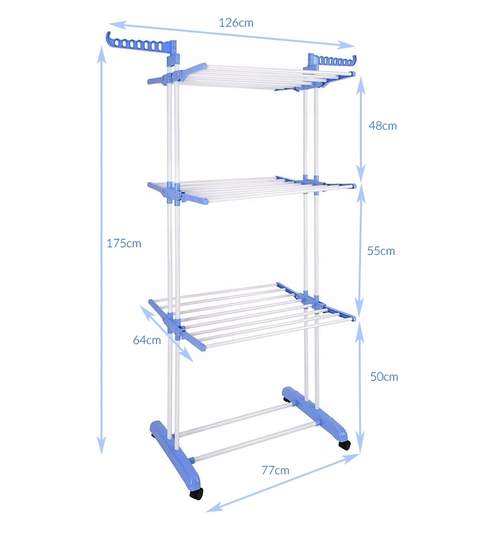 Uscator Vertical pentru Rufe Haine Mobil si Pliabil cu Suport Umerase, Inaltime 175 cm