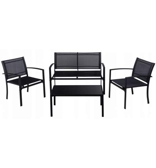 Set Mobilier Gradina sau Terasa, Masa cu Banca si 2 Scaune, Metal+PVC