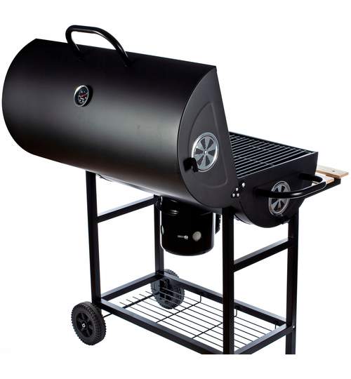 Gratar Mobil MalTec GrillMaster cu Capac, Termometru 0-500 Grade, Rafturi Pliabile si Recipient Cenusa + Sort Cadou