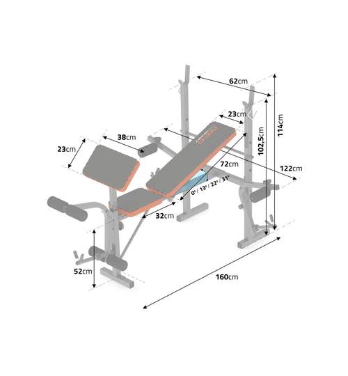 Banca multifunctionala pentru abdomene si exercitii fitness, 100kg, negru/rosu