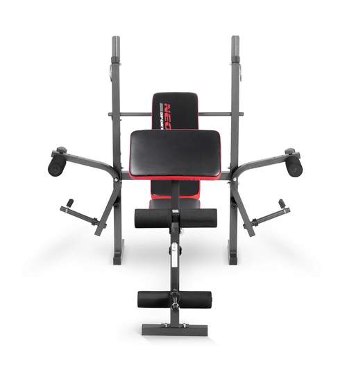 Banca multifunctionala pentru abdomene si exercitii fitness, 100kg, negru/rosu