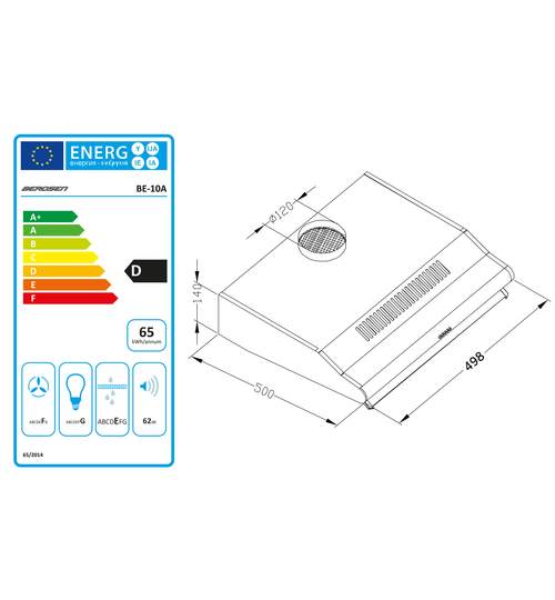 Hota traditionala de bucatarie din inox, 180mc/h, 50cm, negru