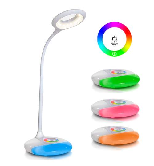 Veioza LED pentru Birou sau Camera, cu Lampa de Veghe, 2in1, RGB, intensitate si culoare reglabila, USB