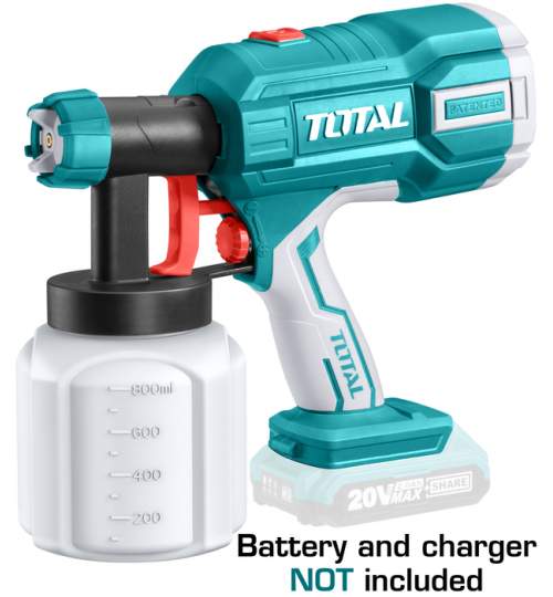 TOTAL - Pistol de vopsit - 800ml - Li-Ion - 20V (NU include acumulator si incarcator) - MTO-TSGLI2001