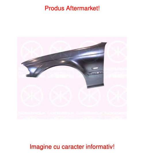 Aripa fata Bmw Seria 3 (E46), Sedan/Combi, 06.1998-09.2001, partea Stanga, cu gaura pentru semnalizare, 41358240405, 200801 Kft Auto