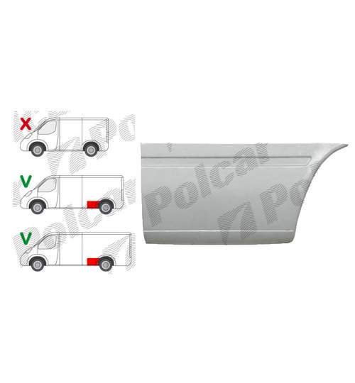 Segment reparatie aripa spate Mercedes Sprinter 1995-2007, VW LT 1995-2006 L=1950 Partea Stanga, Spate, baza roti :3550 mm, in fata rotii , lungime segment 1950mm Kft Auto