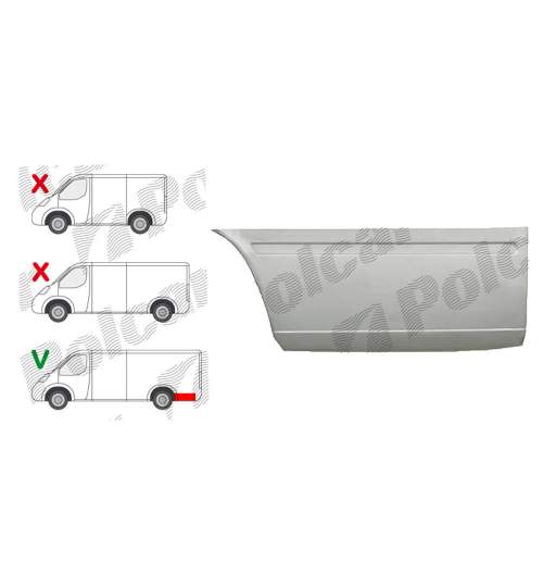 Segment reparatie aripa spate Mercedes Sprinter 1995-2007 VW LT 1995-2006 L=2900 Partea Stanga, Spate, baza roti :4025 mm, in spatele rotii Kft Auto