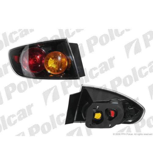 Stop spate lampa Mazda 3 (BK) Sedan 10.2003-03.2006 BestAutoVest partea Dreapta exterior, cu suport becuri, semnalizare portocalie, rama neagra, partea exterioara de pe aripa, tip bec W21/5W+W21W Kft Auto