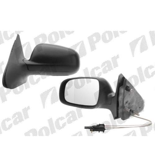 Oglinda exterioara VW Polo (6N2) Hatchback 10.1999-09.2001 Partea Stanga Crom Asferica Manuala Prin Cablu Fara Incalzire 6E08575370 carcasa grunduita Kft Auto