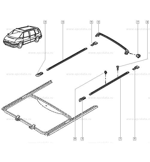 Cap de fixare bare portbagaj OE Renault Espace 2 , pentru bandou pavilion , original 6025171334 Kft Auto