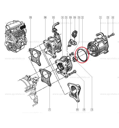 Garnitura pompa vacuum Renault R19, produs original 7700857399 Kft Auto