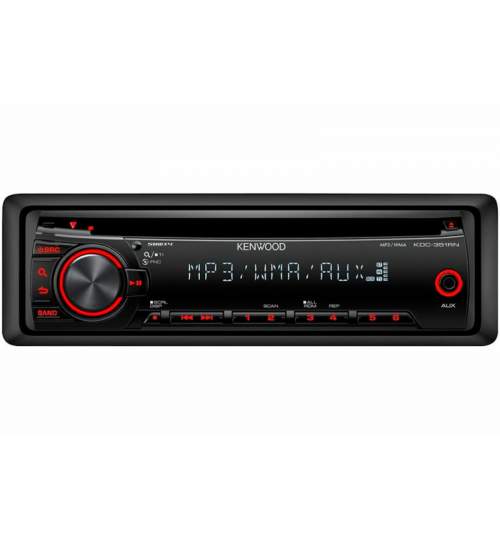 Radio MP3 Player Kenwood KDC 351RN 4 x 50W MP3/WMA cu fata detasabila, Cod Renault 7711430384 Kft Auto