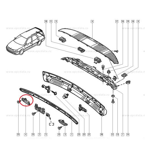 Suport ornament spate Renault Laguna Combi, partea dreapta original 7700845677 Kft Auto