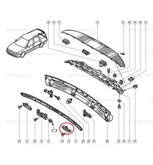 Suport ornament spate Renault Laguna Combi, partea stanga, original 7700845676 Kft Auto