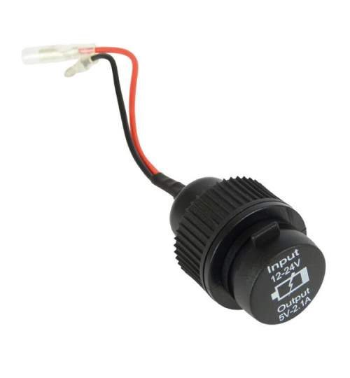 Priza auto suplimentara incorporabila pentru 12V – 24V cu 2 porturi USB Kft Auto