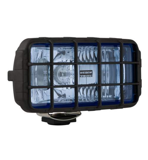 Proiector auto Wesem 12/24V bec H3 182x86x81mm geam albastru carcasa de plastic neagra, cu lumina de drum , 1 buc. Kft Auto