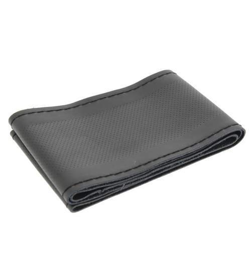 Husa volan din piele, cu ac si ata, 37-39cm, culoare negru